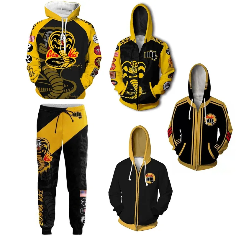 ♥   2025 nueva película Cobra Kai disfraz Karate chaquetas para adultos Cosplay cremallera sudaderas con capucha hombres wom ★ ☆ ly99