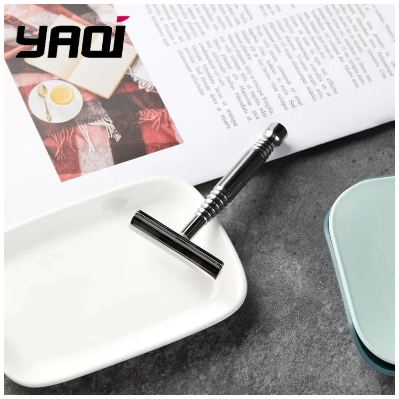 YAQI Romulus Mens Gift Polished 316 stainless Steel Wet Shave Tools AC Blade Single-edged Mens Shaving Safety Razor