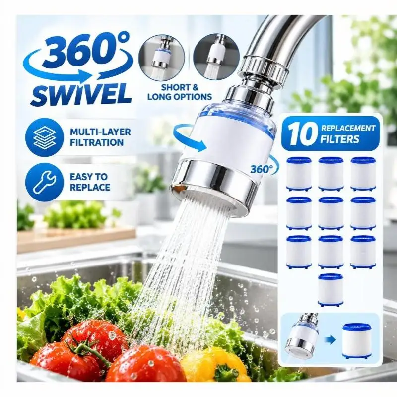 Universal Faucet Water Filter With 360 Degree Rotation Effective Impurity Filtration Perfect For Kitchen Bathroom