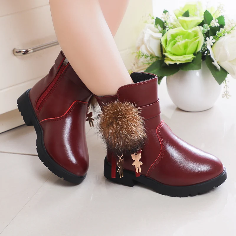 Girls Short Boots Versatile Soft Bow Black Pink Children Fashion Casual Boots Plush Sweet Princess Kids Shoes Drop Shipping Cute