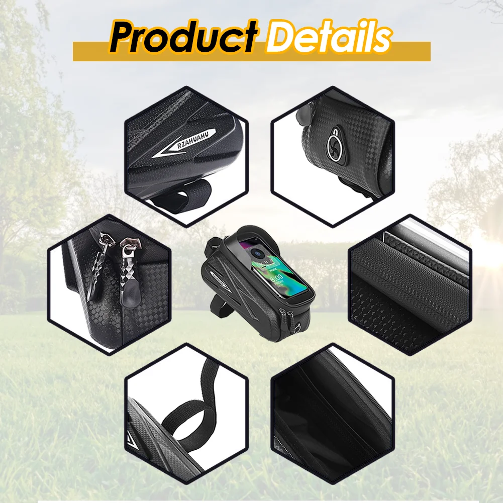 حقيبة دراجة ملحقات دراجة عالية الجودة، تخزين لعناصر ركوب الدراجات، حامل هاتف مقاوم للماء، خفيف الوزن فقط 200 جرام