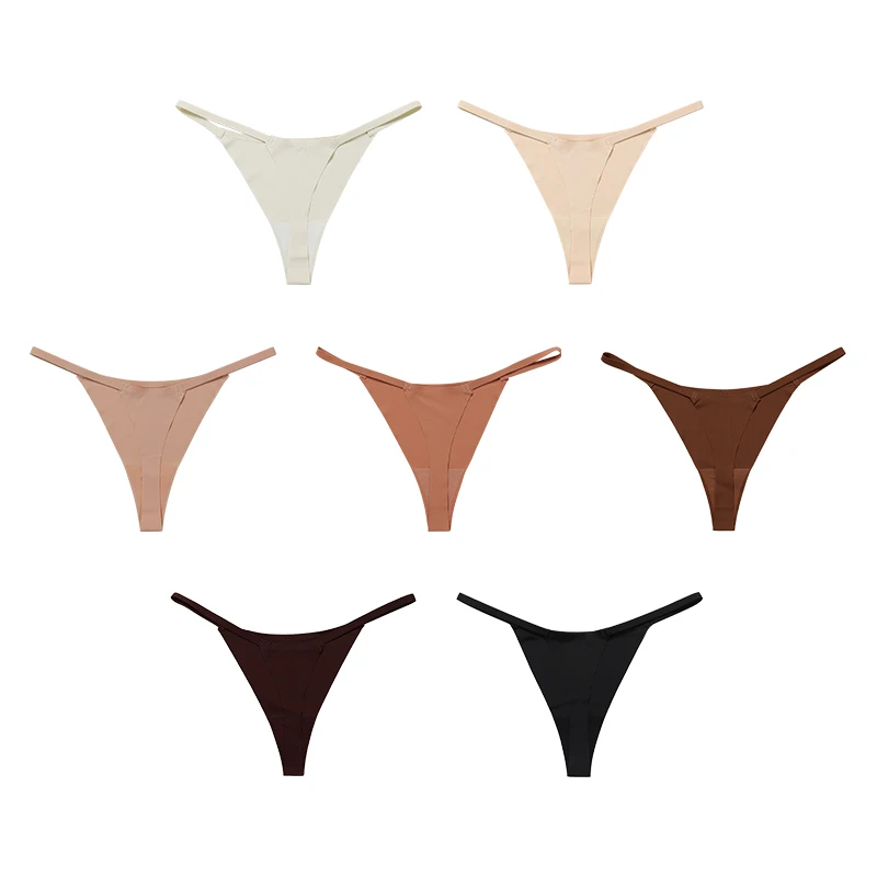 

2023 Sexy Ladies T-back Skin-friendly Underpants Solid Color Patchwork Stretch Thongs Womens G-string panties