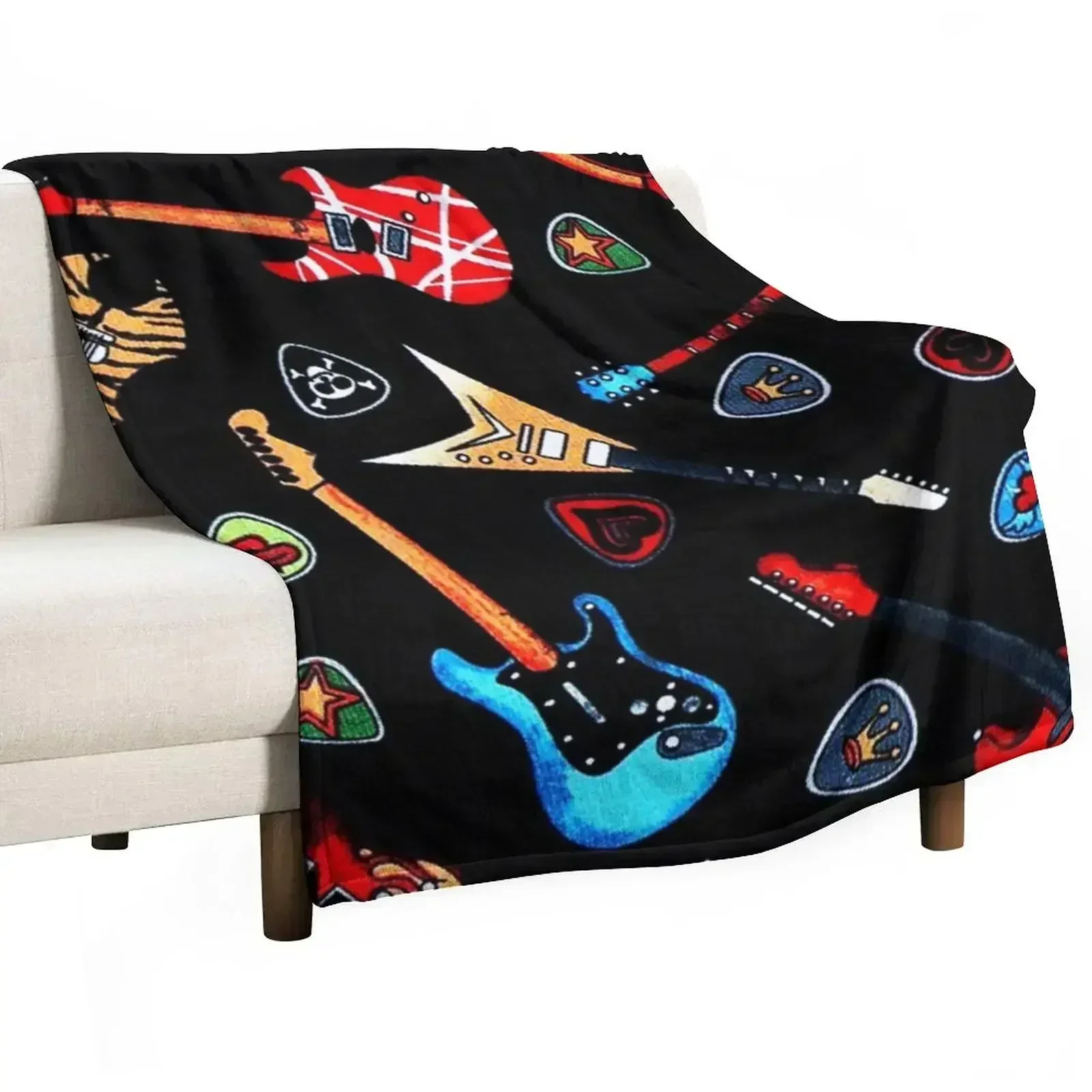 Electric Rock Guitars Throw Blanket Blankets Sofas Of Decoration Retros Blankets For Sofas Blankets