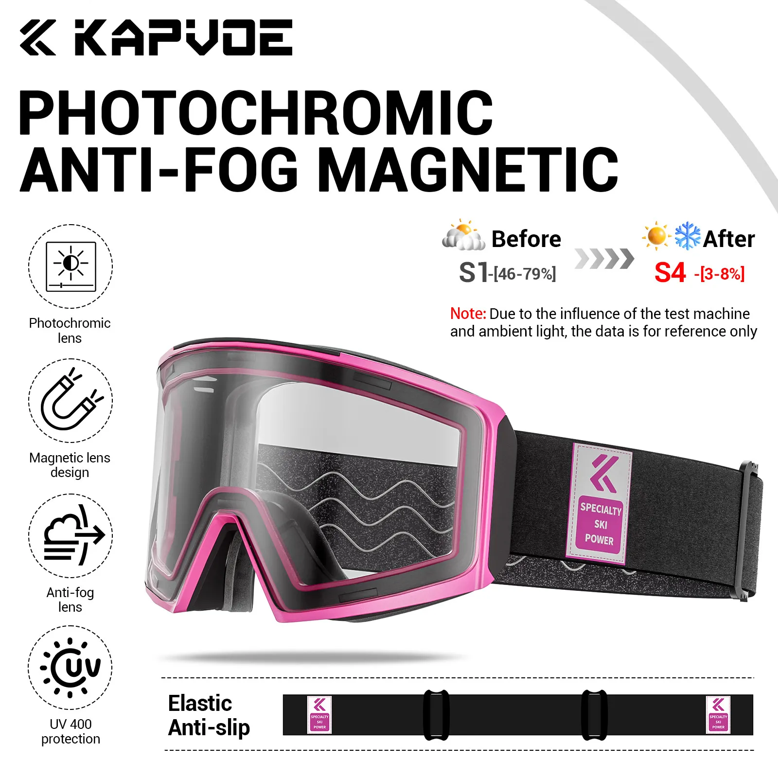 

KAPVOE Photochromic Men Women Outdoor Sports Ski goggles Anti-fog Snowboarding Snowmobile Glasses UV400 Teen Charistmas Cycling