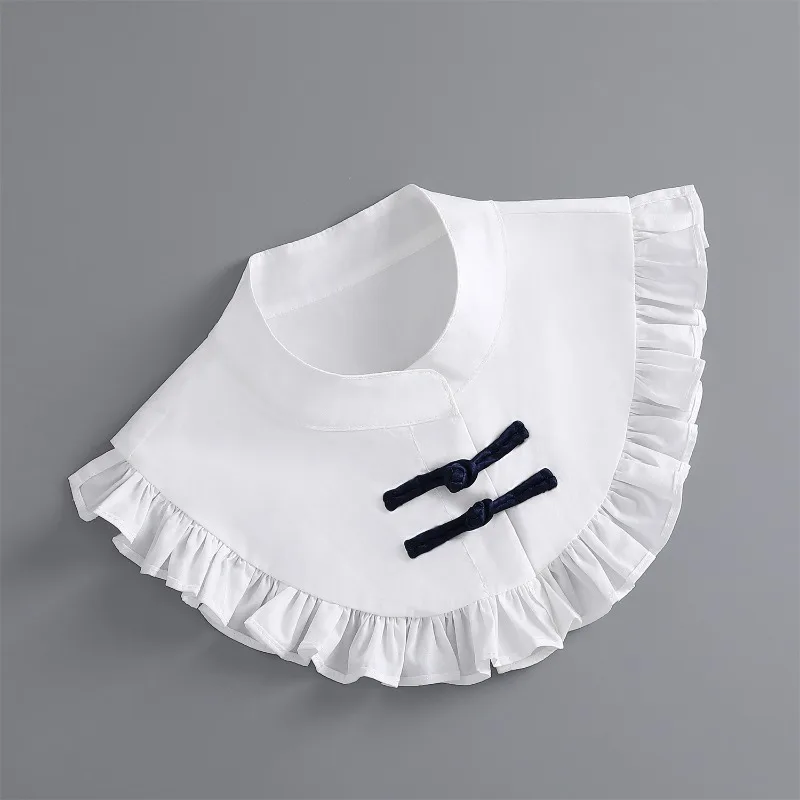 Round Neck Fake Collar for Women Girls Cotton Ruffled Detachable Half Shirt Blouse False Collar Women Clothes Accessories