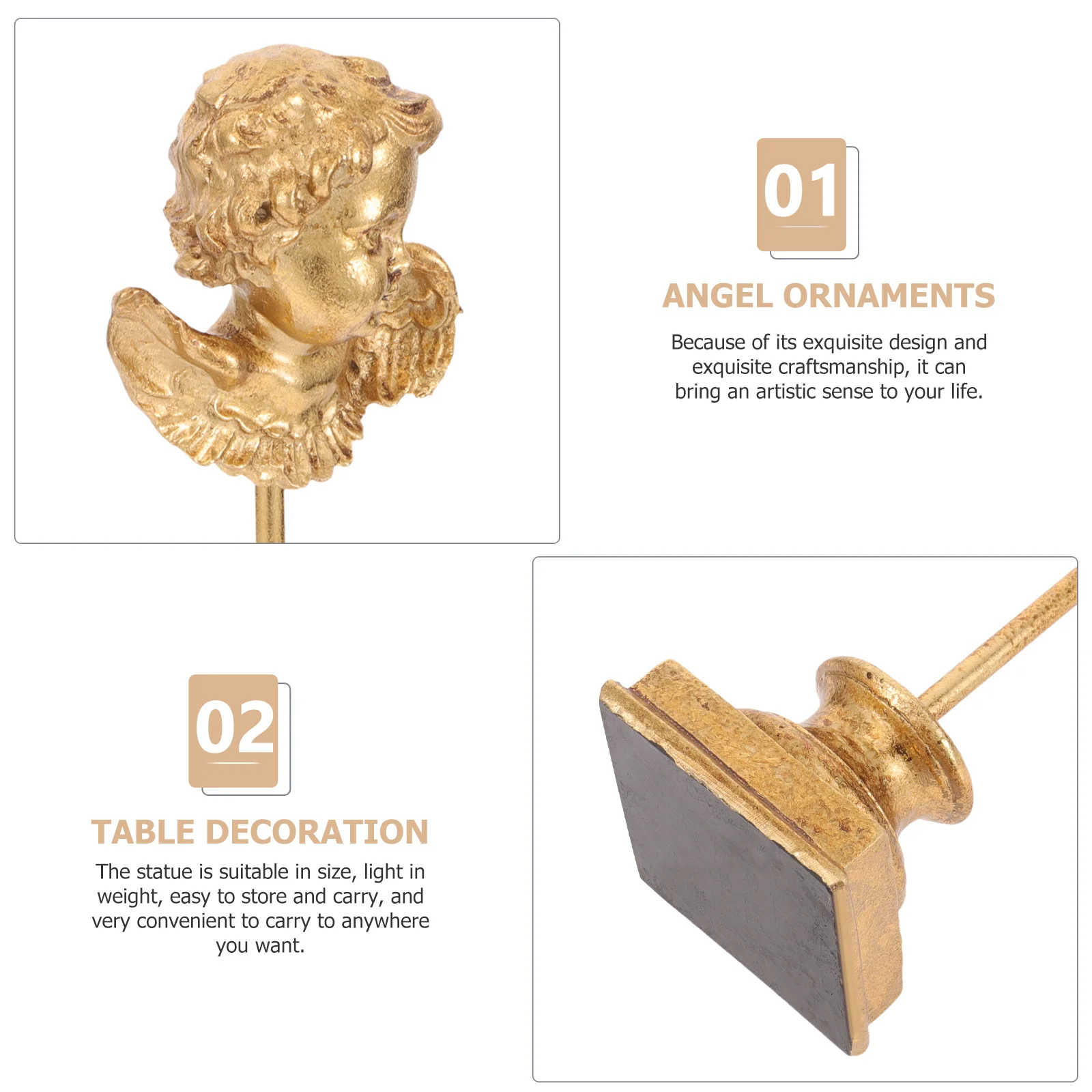 

Resin Angel Statue Golden Small Size Light Weight Home Decor Desk Ornament for Table Shelf Garden Indoor Outdoor Decoration