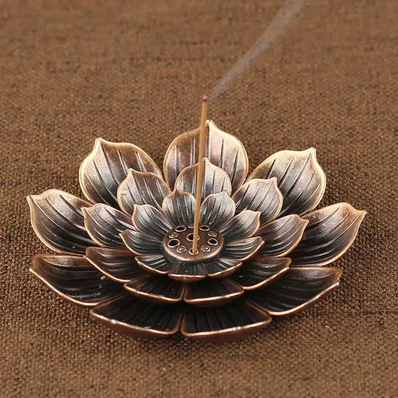 Backflow Incense Burner Stick Incense Holder Home Buddhism Decoration Coil Lotus Censer Bronze Air Vaporizer Home Decor Supplies