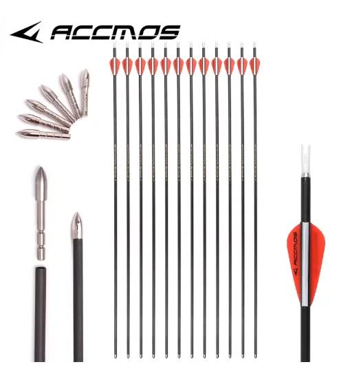 

6/12/18pc id4.2mm Pure Carbon Arrow 28/30/31/32inch Spine 600 700 800 900 1000 1100 1300 1500 1800 Archery Bow Hunting Shooting