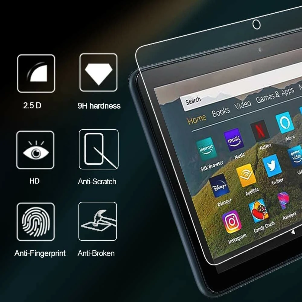 2 шт. закаленное стекло для Fire HD 8(2018) alexa 9H Взрывозащищенная пленка с защитой от отпечатков пальцев полная пленка защитная пленка для планшета