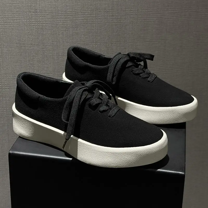 

2026 New Men's Suede Retro Chunky Platform Sneakers, Hong Kong Japanese American Style Low-Top Casual Shoes