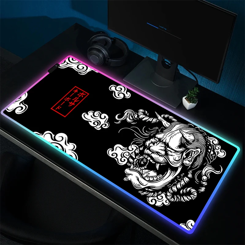 Grote Gaming Muismat Rgb Gamer Rubberen Muismat Draak Vergrendeling Rand Toetsenbord Mat Led Game Antislip Muis Mat Rubber Accessoires