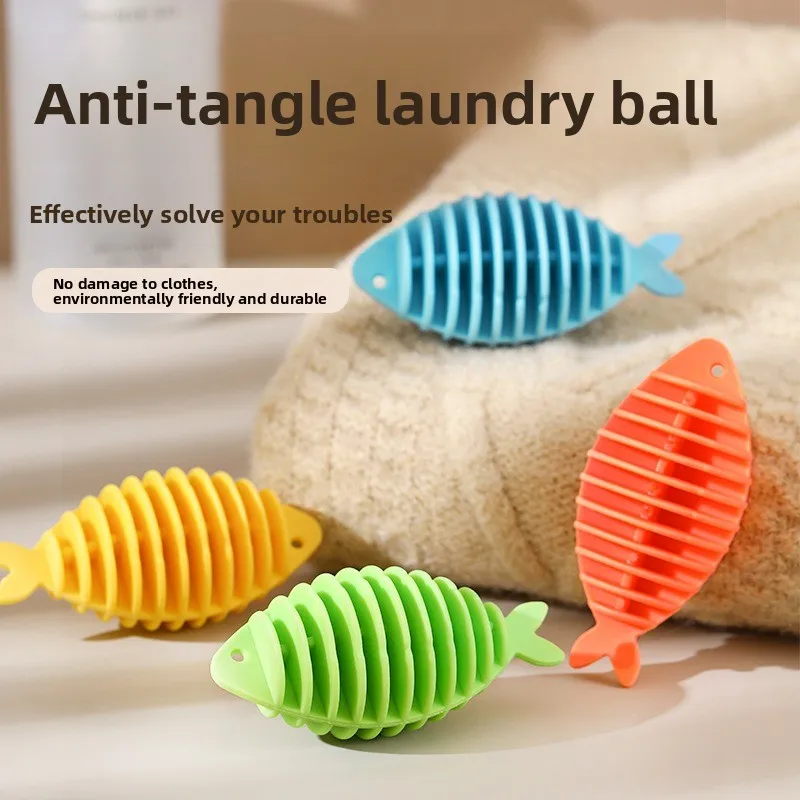 

Laundry Ball Silicone Fish Cloth Hair Anti-tangle Cleaning Tools Pet Hair Remov Washing Machine Hair Catcher Laundry Accessories