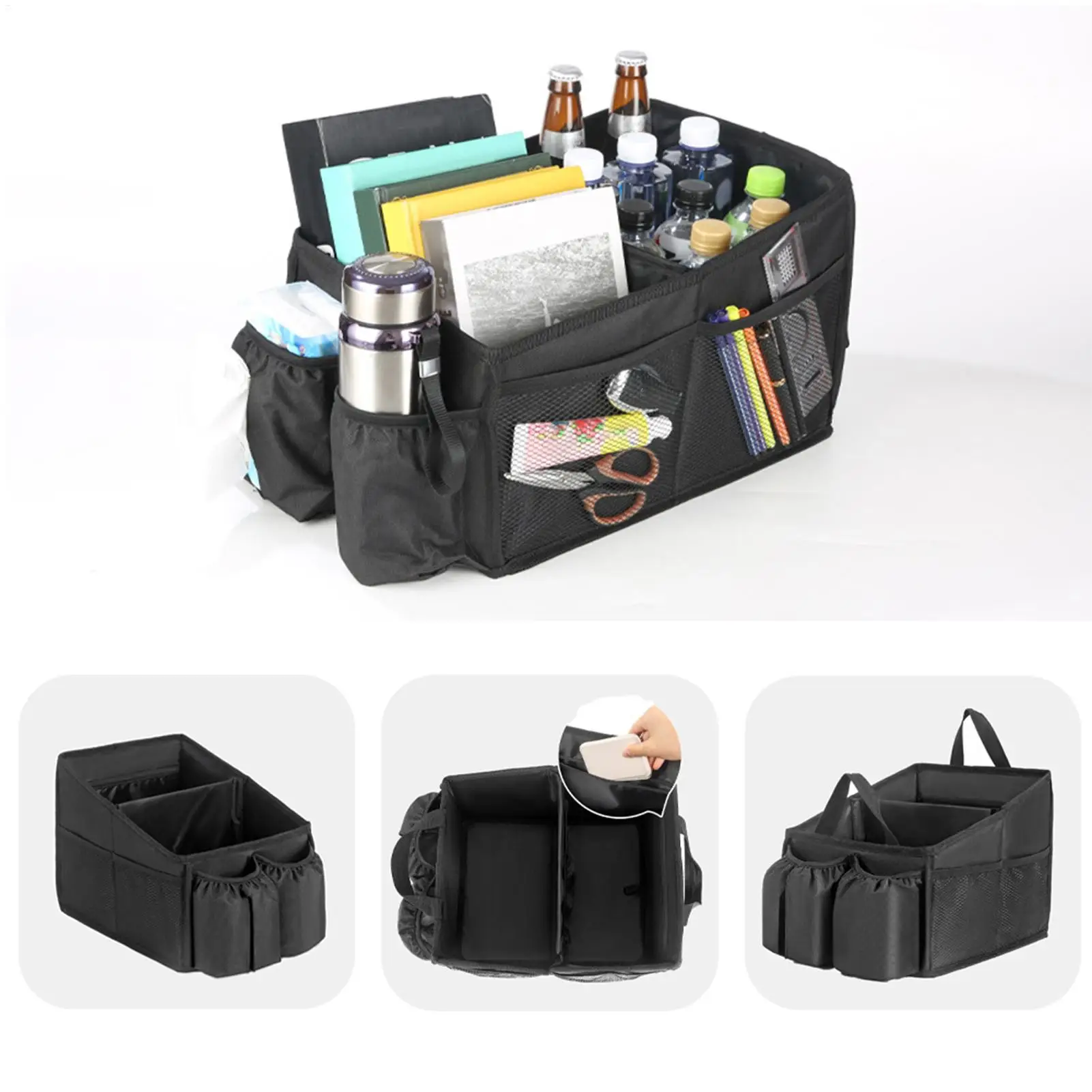 

Car Seat Storage Organizer Multi-Compartment Foldable Organization Caddy Car Interior Organizer For Toys Tissues Snacks Drinks