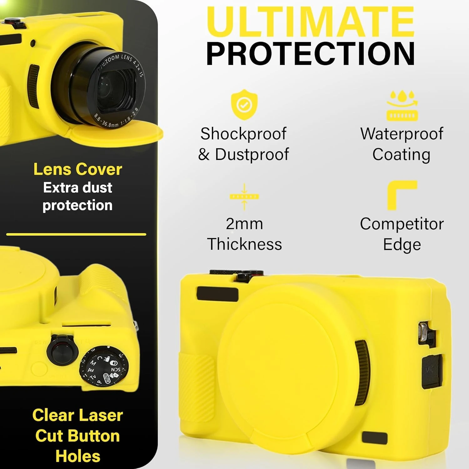 

Soft Silicone Protective Case , Protective Silicone DSLR Skin For Canon G7x3 G7xiii G7X Mark III + Free Tempered Film