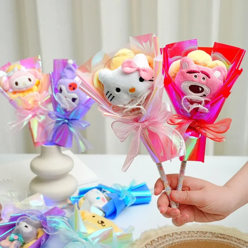 

Sanrio Hello Kitty Magic Wand Plush Doll Bouquet Cute Cartoon Anime Fashion Portable Child Plushies Toys Couple Holiday Gifts