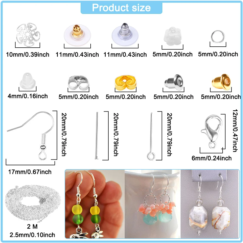 778Pcs Mixed Earring Set with DIY Ear Accessories Soft Rubber Ear Plugs Sharp Nose Pliers Opening Rings for Jewelry Supplies