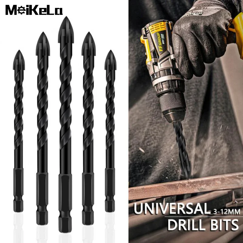 Drill Bit Set 3-12mm Cross Hex Tile Drill Bits Set For Glass Ceramic Concrete Hole Opener Brick Hard AlloyTriangle Bit Tool Kit