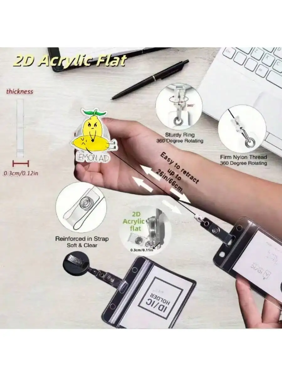 1pc funny Retractable Badge Reel with Metal Clip，360° Swivel Hook, For Nurses / Office / Corporate / Events/ Office Workers