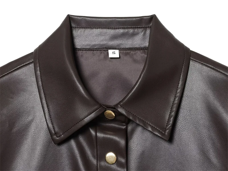 Cappotto da donna effetto ecopelle Cappotto lungo con cintura per giacca casual retrò semplice autunno e inverno