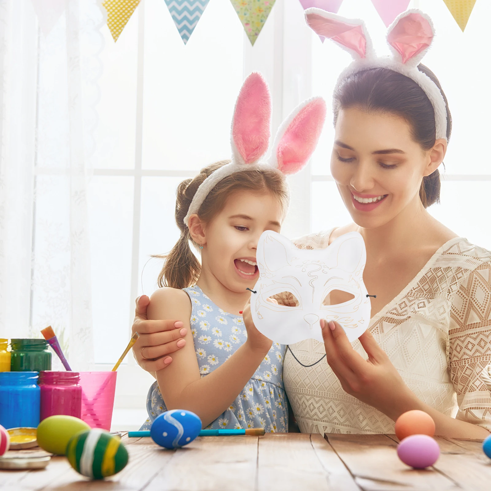 

DIY Mask Set Blank Masks to Decorate Adult Cat for Halloween Cosplay Costume Masquerade Tail Plastic Miss