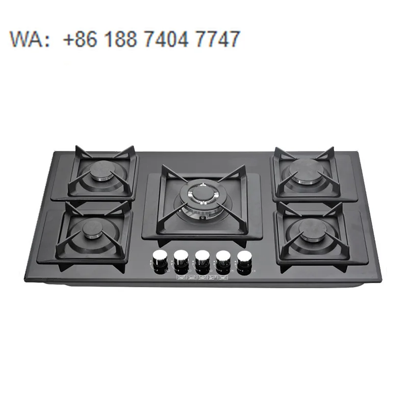 

Factory Custom Professional Manufacturer Gas Cooker Built in Gas Hob 5 Burners Tempered Glass Safety Device Kitchen Appliances