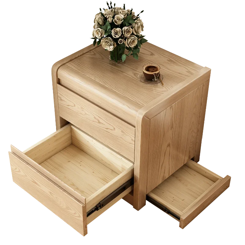 Ash wood all solid wood bedside table modern simple bedroom household hidden compartment storage locker sub bedside cabinet