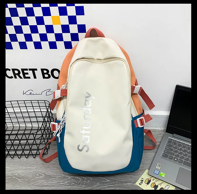 Mochila de color Sen para estudiantes de secundaria, versión surcoreana de estudiantes universitarios, para parejas, es una tendencia