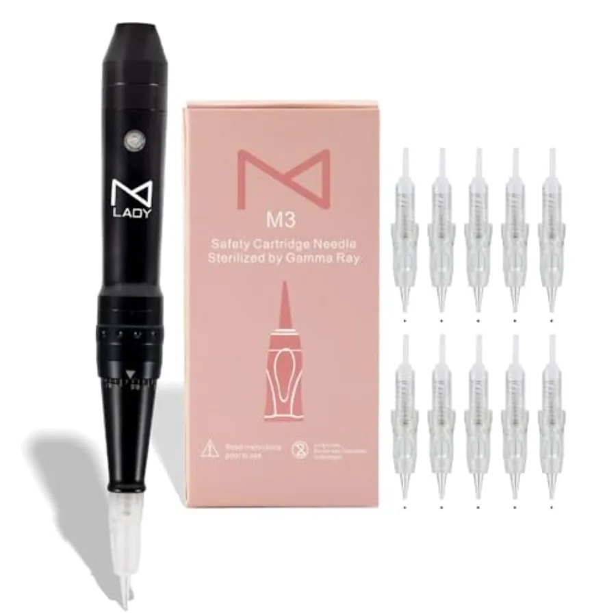 

M Permanent Makeup Machine - Microblading Microshading Eyebrow Tattoo Machine - Wireless Lip Ombre Brows Device - Black - Achie