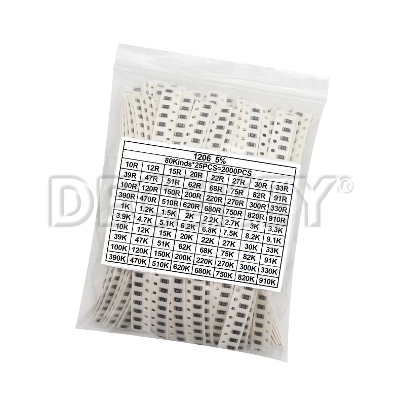 200pcs 660pcs 720pcs 4000pcs 0402 0603 0805 1206 1210 2512 smd resistor kit igmopnrq assorted kit 10k 100k 1k 1r 100r 220r 1% 5%