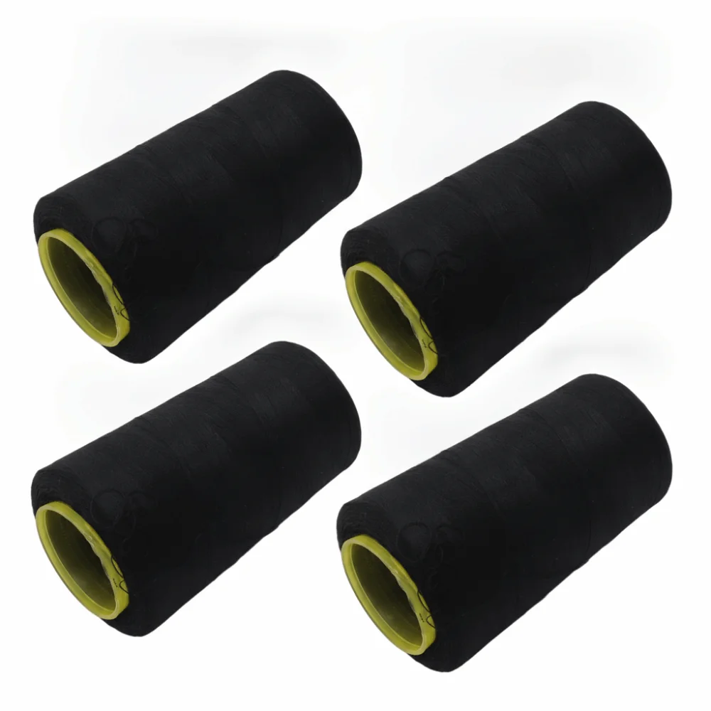 4pcs Durable 3000 Yards Sewing Thread Polyester Black Serger Thread Overlock Thread For Serger