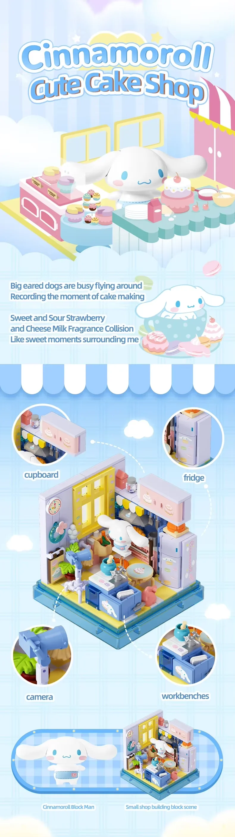 AREA-X Sanrio-Serie Architekturmodell-Bausteine MOC Straßenansicht-Spielzeug Kuromi Hellokitty Heimdekoration Geburtstagsgeschenke – Detail 4