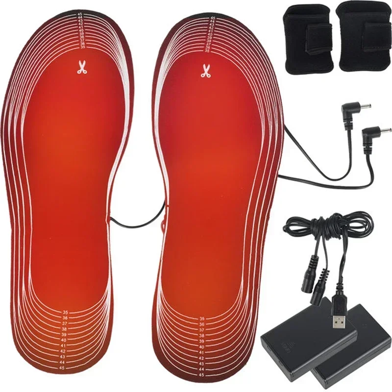 USB Heating Insole 3.7V or 4.5V with Battery Box Lithium Battery Heating Insole Winter Outdoor Sports Warming Thermal Insoles