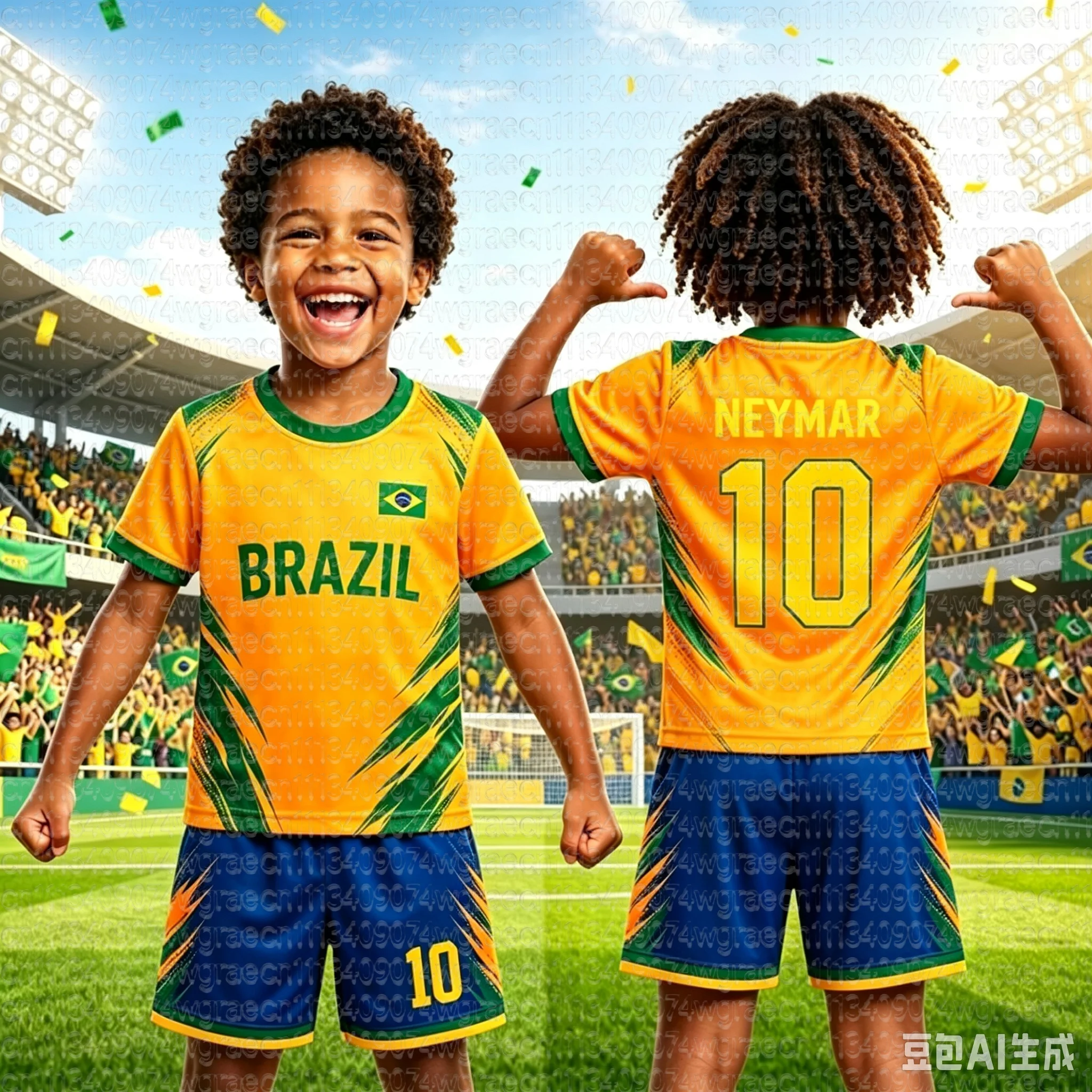 Neymar Nr. 10 Brasilien Fan-Fußballtrikot-Set mit Shorts, 2-teilig, schnelltrocknend, atmungsaktiv, Fußballuniform für Kinder, passendes Geburtstagsgeschenk – Detail 7