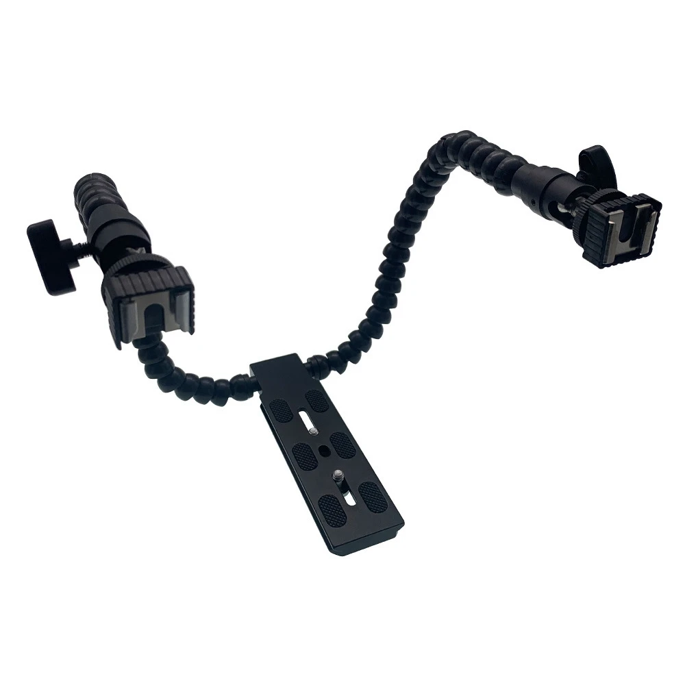 

Excellent! Flexible Dual Arm Hot Shoe Flash Bracket Mount Holder for Canon Nikon Pentax Macro Shot Camera Accessories