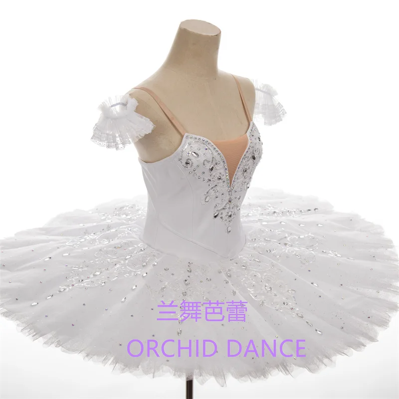 Rhinestone Embellish High Quality Professional Custom Size Adult Girls White Bird Ballet Tutu Costumes