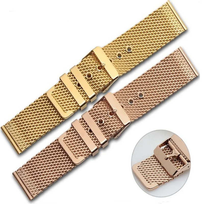 18 20 22 24 mm 1,0 dickes Edelstahl-Uhrenarmband, Milanaise-Uhrenarmband für universelles wasserdichtes Uhrenarmband-Zubehör
