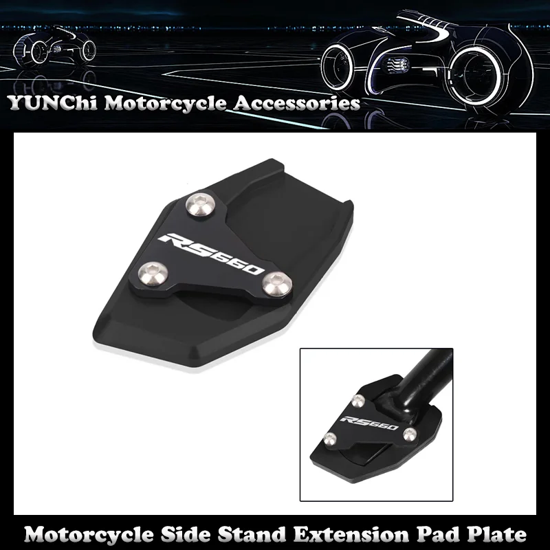 

Motorcycle CNC Kickstand Foot Side Stand Extension Pad Plate Bracket For Aprilia RS660 2020-2023 2021 2022