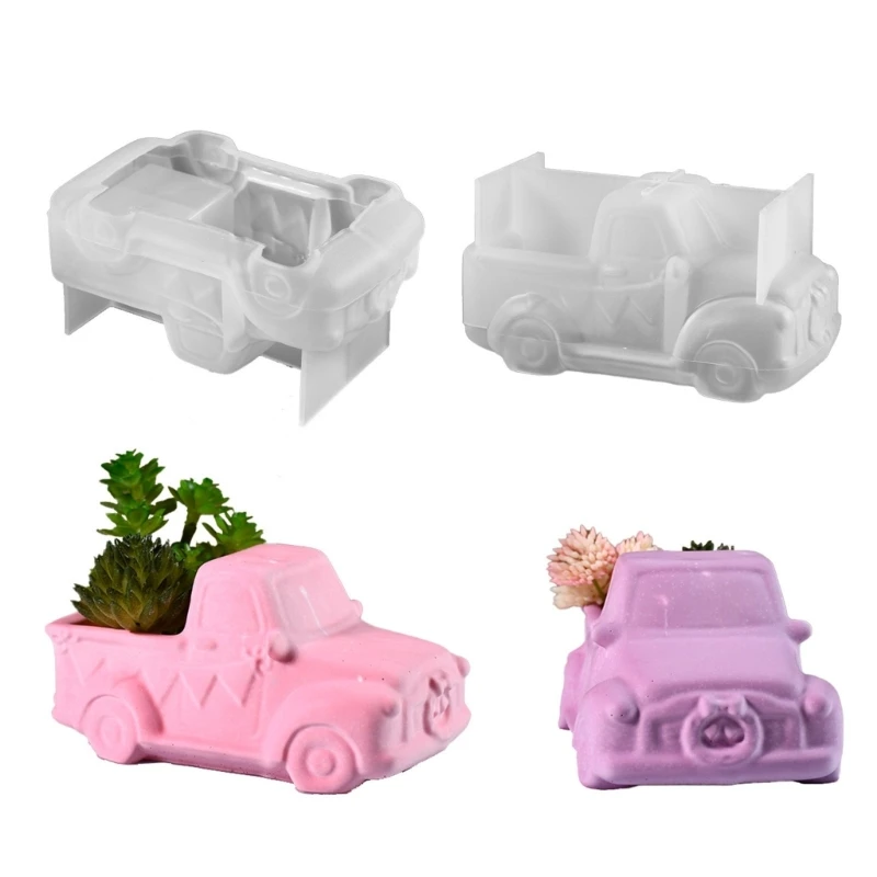 Creative Pickup Truck Shaped Ornament Silicone Mold For Succulent Plant Pots