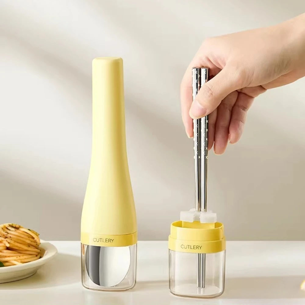 

Набор палочек и ложек из нержавеющей стали 316 с коробкой для хранения, подходит для студентов и офисных работников, удобный набор столовых приборов в коробке