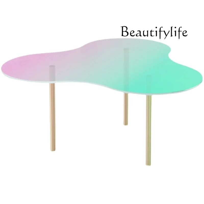 

Color Creative and Slightly Luxury Transparent Acrylic Tea Table Small Apartment High-Grade Design Corner Table