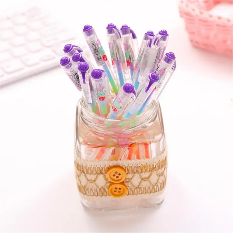 Highlighter Pen Solid Comfortable Grip Cute Design Quick Drying Ink Writing Fluently Stationery Gel Pen Durable Bright Colors