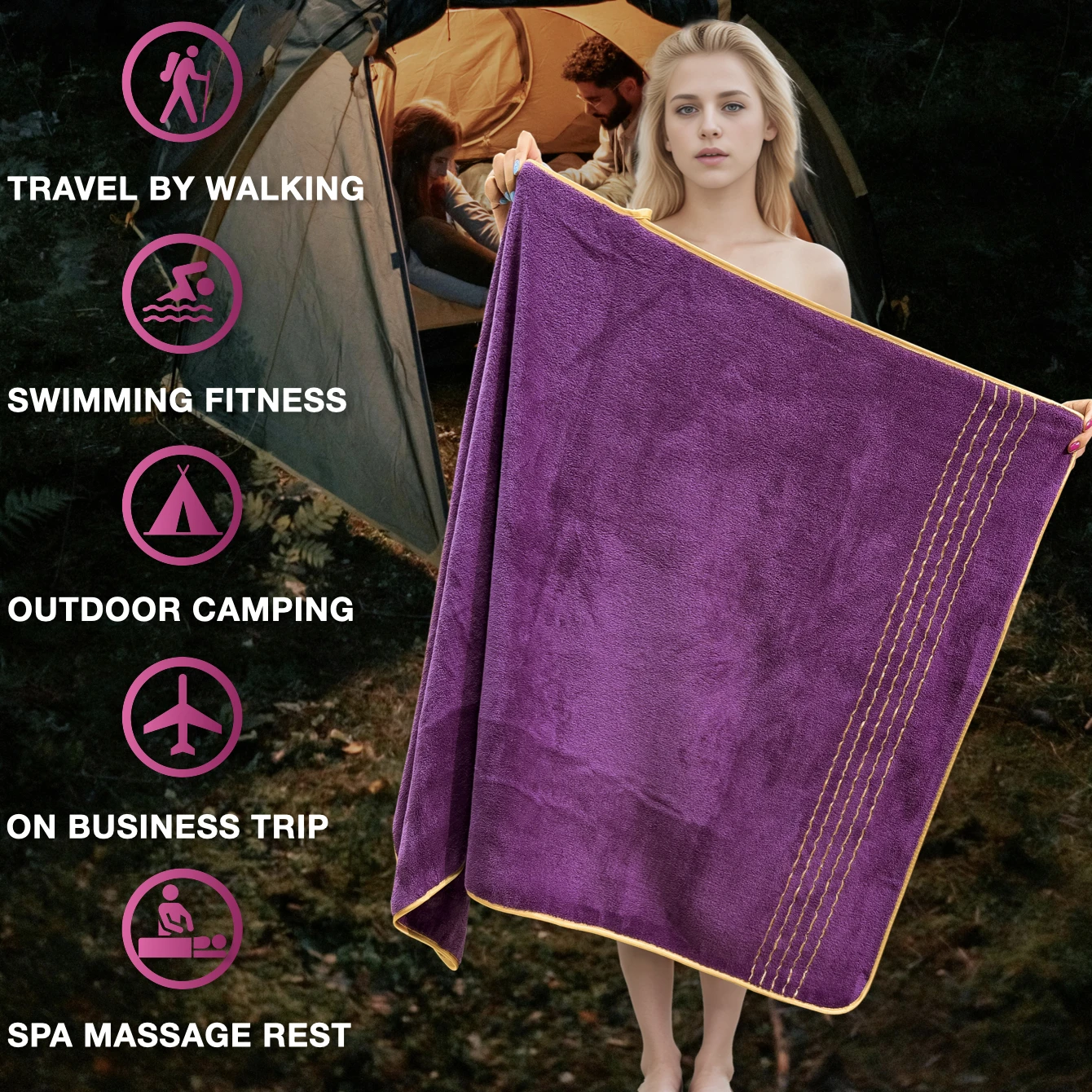 4pcs Luxury Bathroom Set,  Golden Towels, Modern Design, Colorfast - Essential for Home, Spa & Gifting - Machine Washable