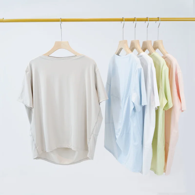 

Womens Sports Sun Protection Ice Silk Short Sleeve Shirt Loose Slim Fit Round Neck Quick Dry Breathable Yoga Casual T Shirt
