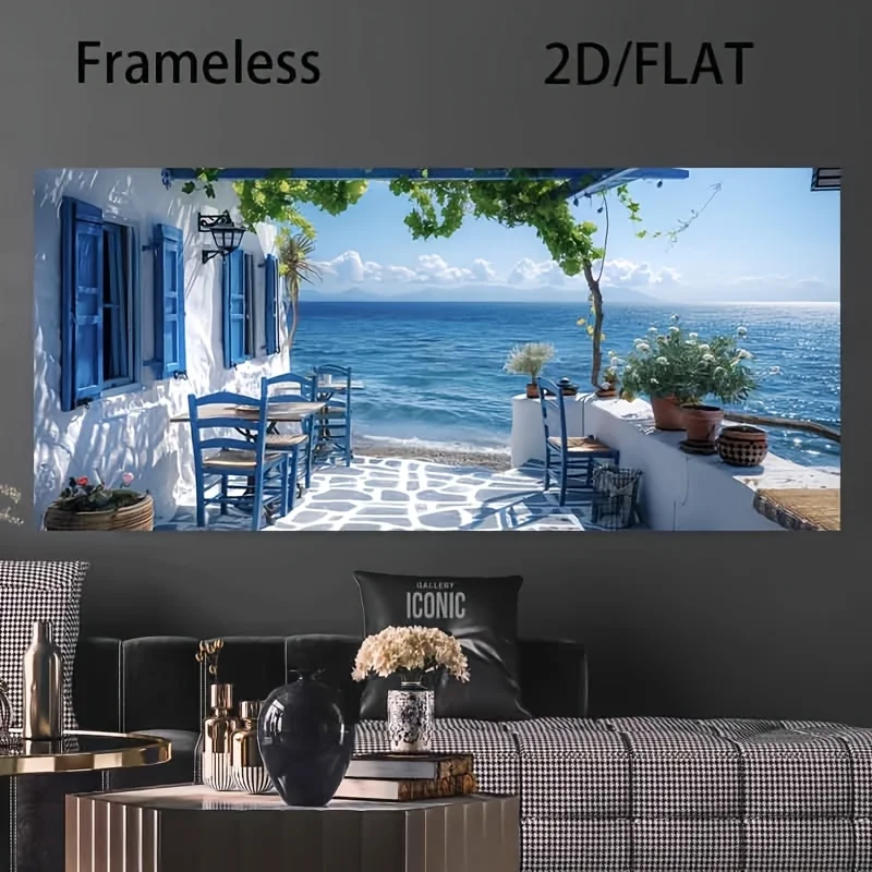 

2D/flat 1pc Frameless Modern Seaside Tavern Canvas Poster for Bedroom and Living Room Decoration Cuadros No Frame