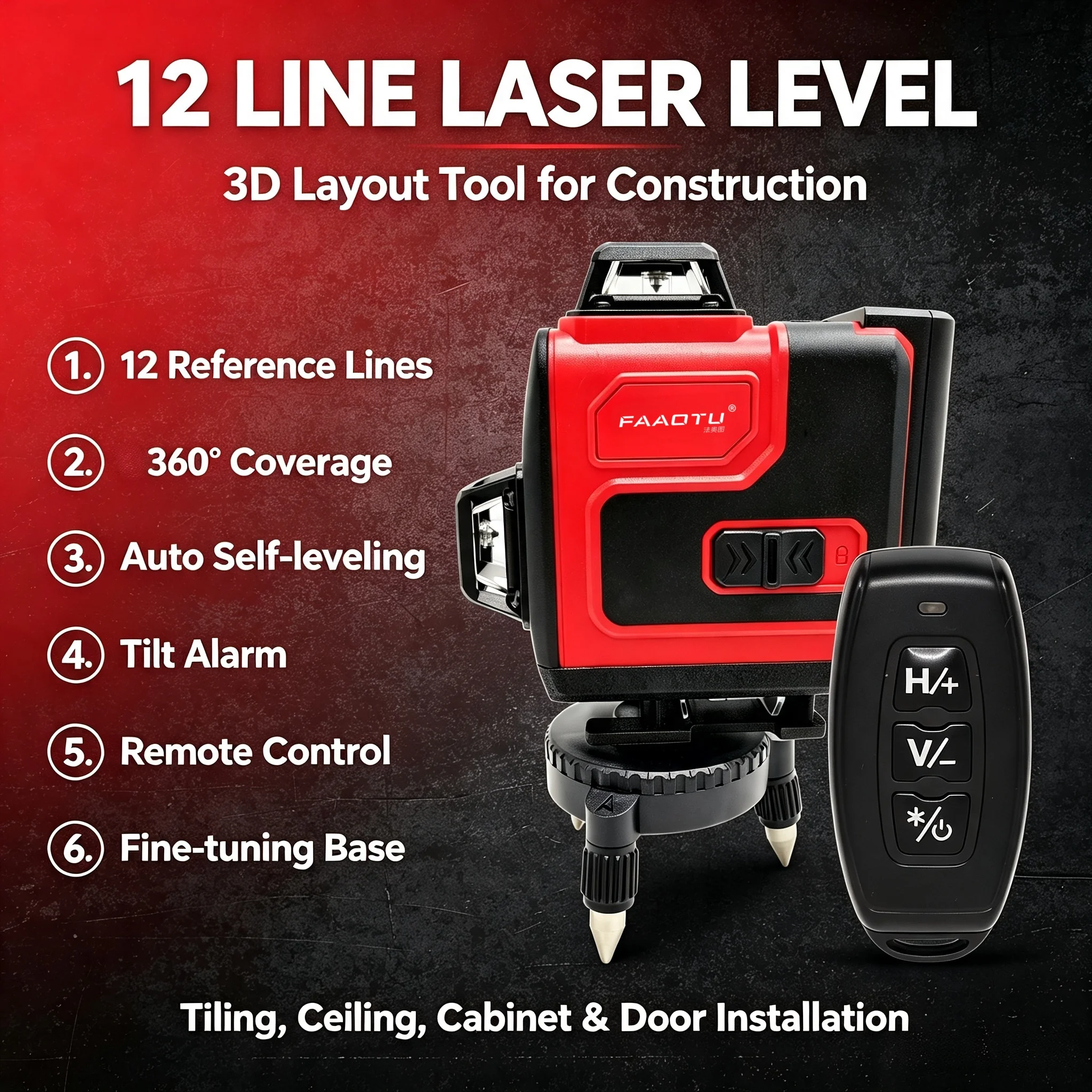 فاوتو جهاز ليزر ثلاثي الأبعاد - مراجعة Laser Level 3D Cross Line Self Leveling وسعره