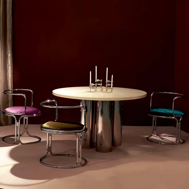 

Balcony Light Luxury Dining Chairs Pedicure Minimalist Lounge Dining Chairs Makeup Comfortable Waiting Metal Sillas Furniture