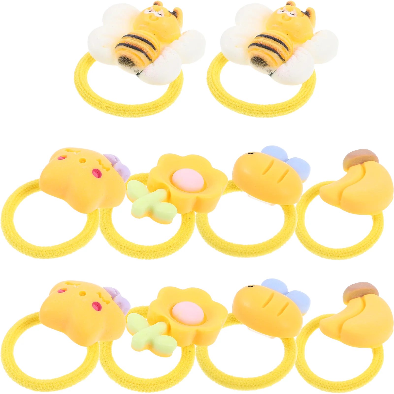 10 Pcs Puppy Pet Rubber Band Hair Ties for Small Dogs Accessories Yellow Headdress