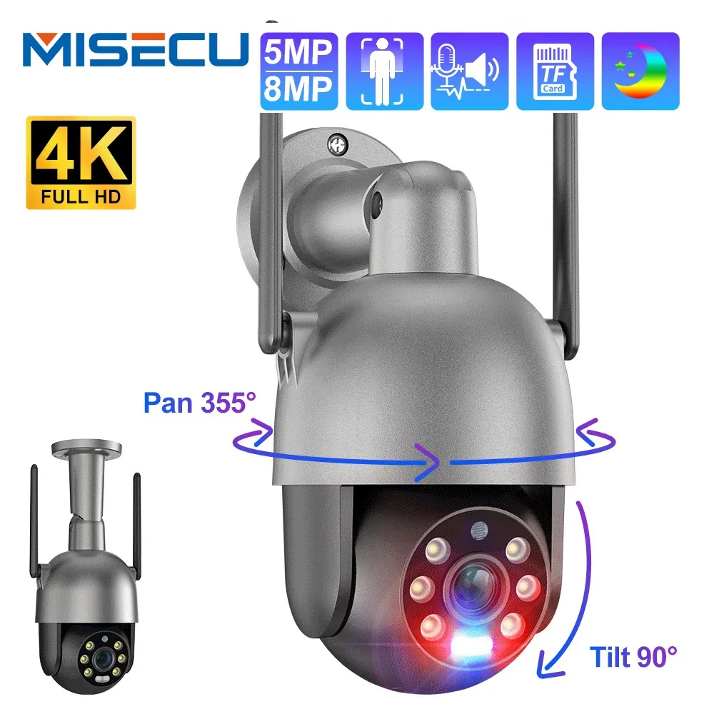 

MISECU 4MP 8MP 4K PTZ WiFi P2P audio camera Outdoor Security IP Camera auto tracking AI human detection color night vision