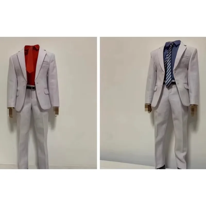 Figurki akcji w skali 1/6 Biały ślubny garnitur Płaszcz Koszula Krawat Pasek Spodnie Buty Zestaw lalek dla 12-calowego żołnierza Zwykłe ciało