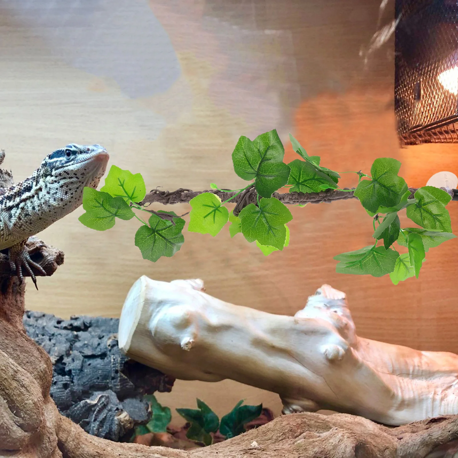 انحناء الزواحف الكرمة الاصطناعي الغابة تسلق فرع أوراق وهمية شفط كأس ل الحرباء الثعابين الضفادع التنين الملتحي